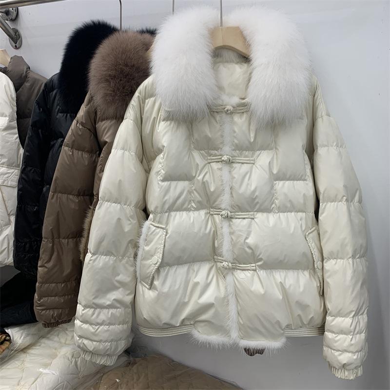 Mink Fur down Jacket for Women, Short Style 2025 New Korean Version, Vintage Toggle Button, Petite Size, White Duck Down, Fox Fur Coat Mink Fur down Jacket for Women, Short Style 2025 New Korean Version, Vintage Toggle Button, Petite Size, White Duck Down, Fox Fur Coat