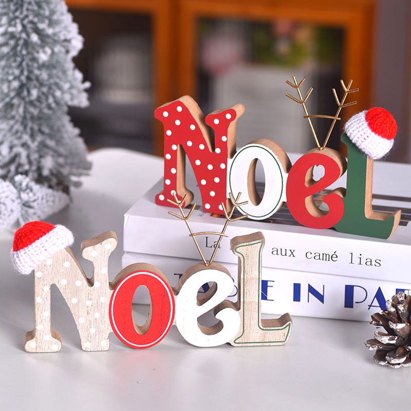 クロスボーダークリスマス木製ノエルレターオーナメントクリスマスデコレーションクリエイティブデスクトップウィンドウレターオーナメント|undefined
