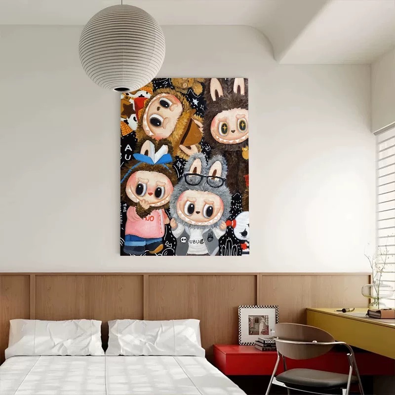 バブルマートトレンディな吊り絵リビングルーム装飾絵画漫画ラブブかわいい子供部屋吊り絵画寝室壁画|undefined