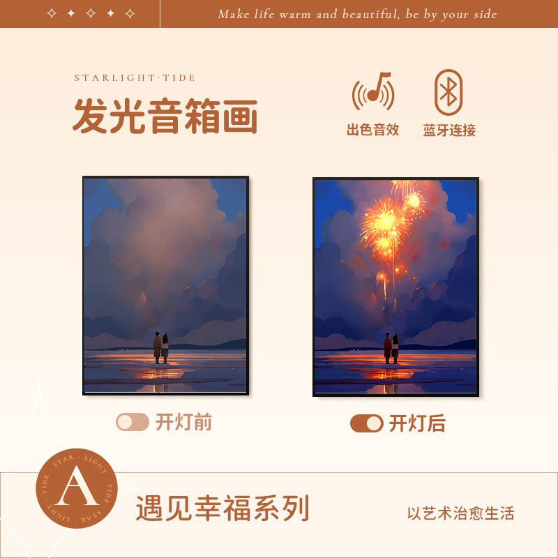 クリスマス壁画オーディオ絵画アルミ合金フォトフレームカップルハイエンドリビングルーム吊り絵画ギフト Bluetooth スピーカー装飾画|undefined