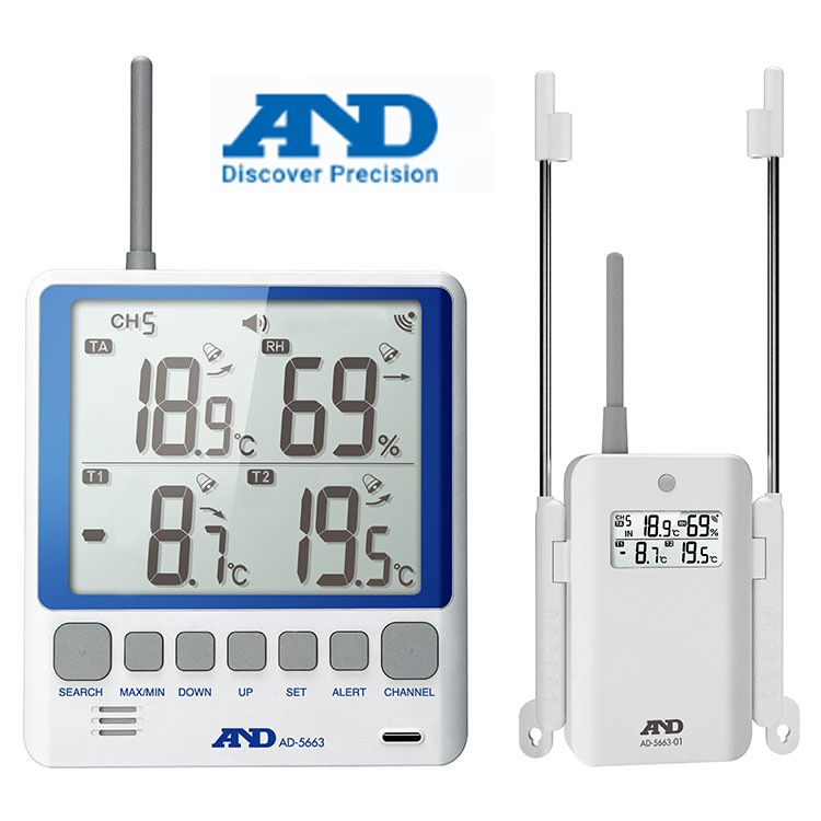 原装日本AND无线温度计（主从设备）AD-5663主机；AD-5663-01机子