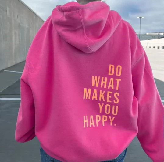Xs---5Xl European Size Dropped Shoulder Sleeves Dowhatmakesyouhappy Sweatshirt Hoodie Women's Sweatshirt