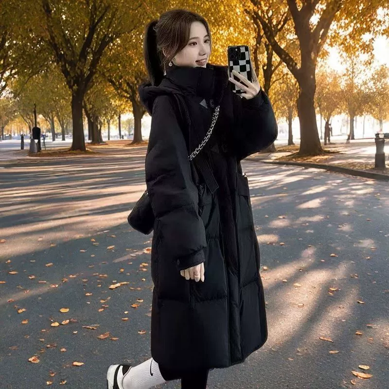 Сетка красная новая зимняя хлопчатобумажная одежда для женщин среднего и длинного пухового хлопка