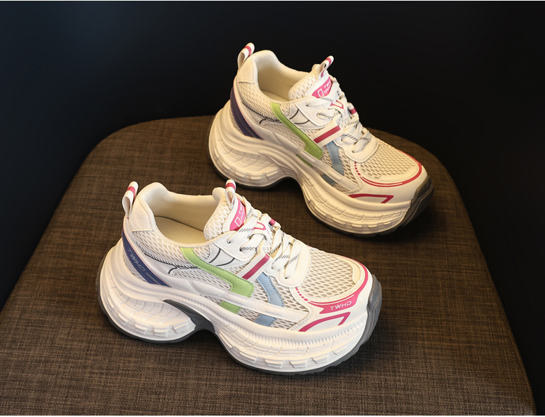 Giày sneaker nữ đế dày phong cách daddy mesh lưới thoáng khí — xanh lam chi tiết 4