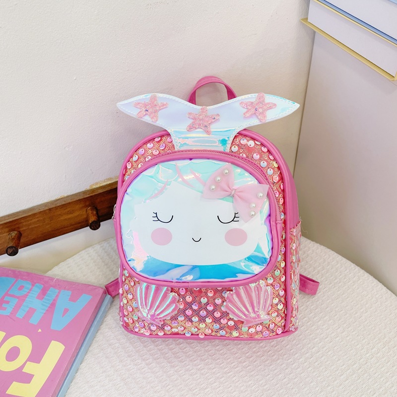 Mochila de moda de sequillas para niños y niñas, jardín de infantes, mochila para bebés, caricatura encantadora conchas de estrellas, mochila para niños