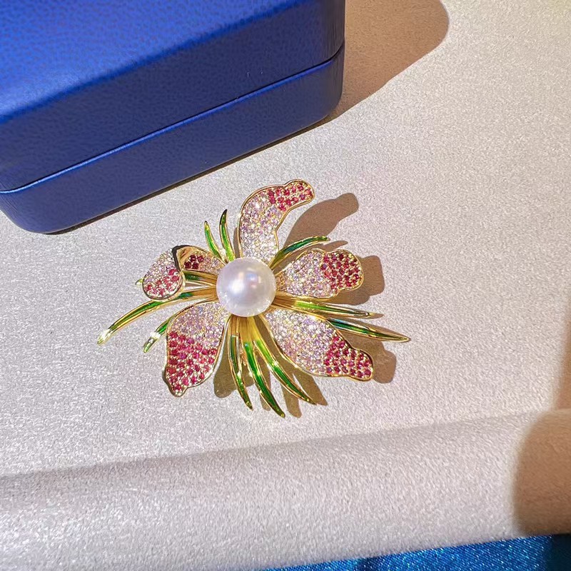 Corea del Sur ropa de cristal personalidad simple moda todo partido retro diamante perla Cisne broche ramillete de alta gama al por mayor