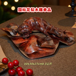 实木手工根雕生肖老虎下山虎 百兽王猛虎红木雕刻收藏摆件工艺品