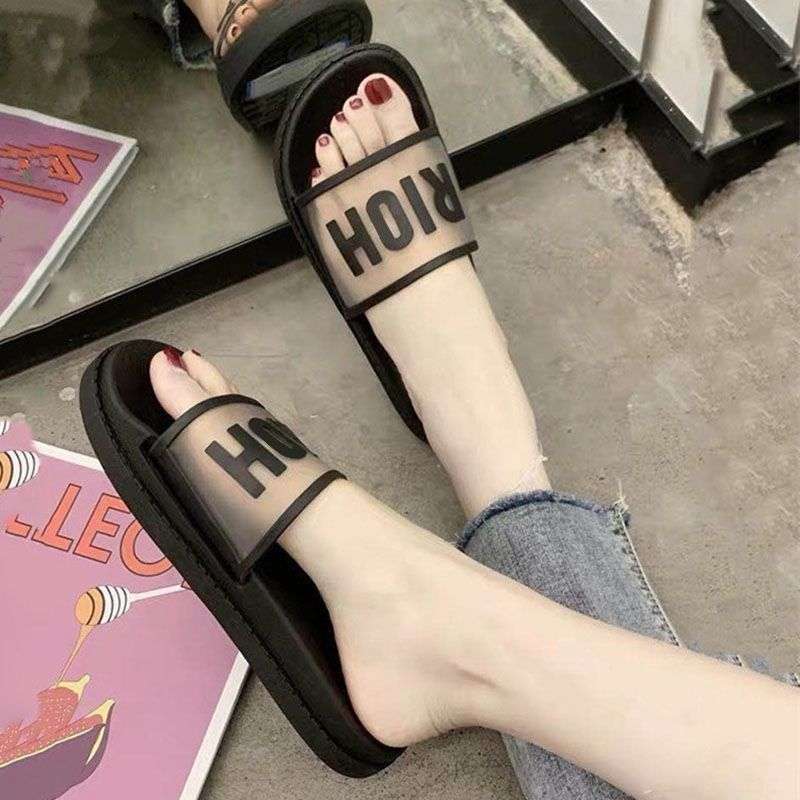 Casual Slippers for Women Summer New Ins Hong Kong Style Korean Style Home Non-Slip Outer Wear Fashionable Home Sandals