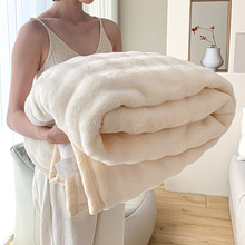 新款兔绒毛毯330g长毛双面泡泡绒毛毯外贸单双人毯子批发