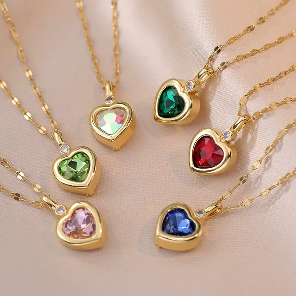 Necklace for Women, a Six Diamonds, Replaceable, Simple, Cute, Palace, Retro, Niche Gift, Titanium Steel Necklace