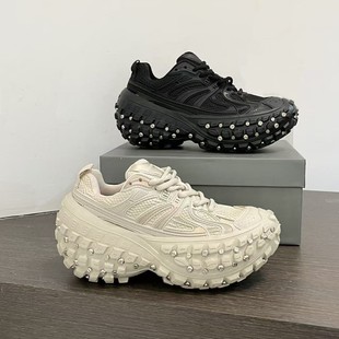 2025 Spring Rivet Tire Durian Thick-Soled Dad Shoes Women's Ins Trbottomy Couple Style Fashion Fried Arcade Dad Shoes