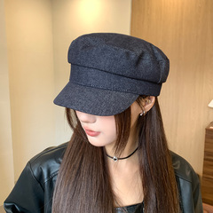 复古棉麻贝雷帽女款夏秋百搭显脸小文艺画家报童帽个性平顶鸭舌帽