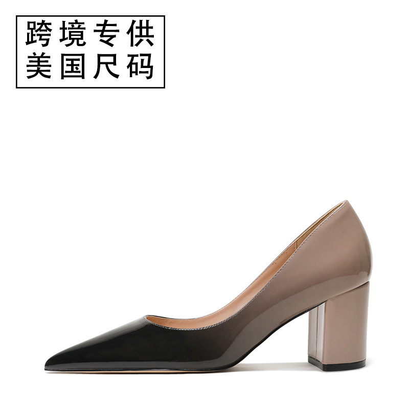 Cross-Border Exclusive for American Size New Pointed Toe Thick Heel That Does Not Tire Your Feet 6cm Workplace High Heels for Women Amazon Dropshipping