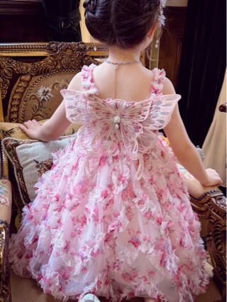 【Girls' 2026 Summer Travel Colorful Toddler Dress Polka Dot Children's Floral Strap Dress Trendy
