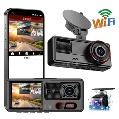 跨境3镜头行车记录仪三镜头2寸wifi车载记录器高清夜视前后dvr