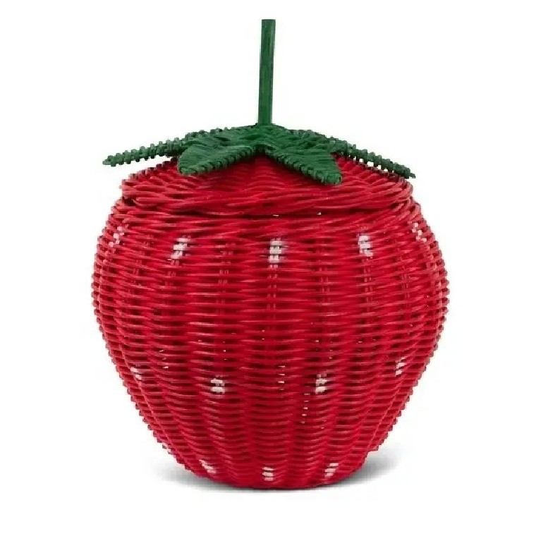 带盖储物篮装饰藤编水果篮货架组织者可爱手工手工礼品艺术柳条