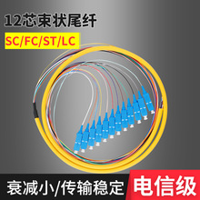 溪口电信级单模光纤跳线尾纤 12芯单模LC束状尾纤 ODF单元体光纤