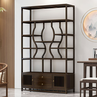 Solid Wood Chinese-Style Tea Display Cabinet, Multi-Treasure Cabinet Tea Room Tea Storage Rack, Tea Set Ornament Storage Cabinet