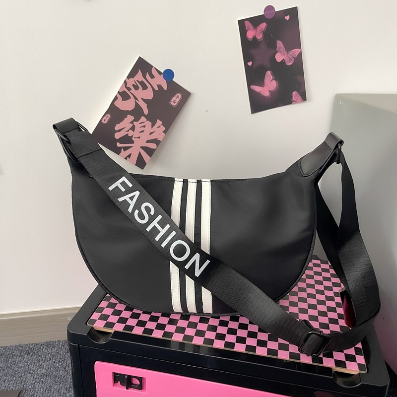 跨境阿迪大容量单肩包新款运动达斯斜挎包三条杠饺子包可印logo