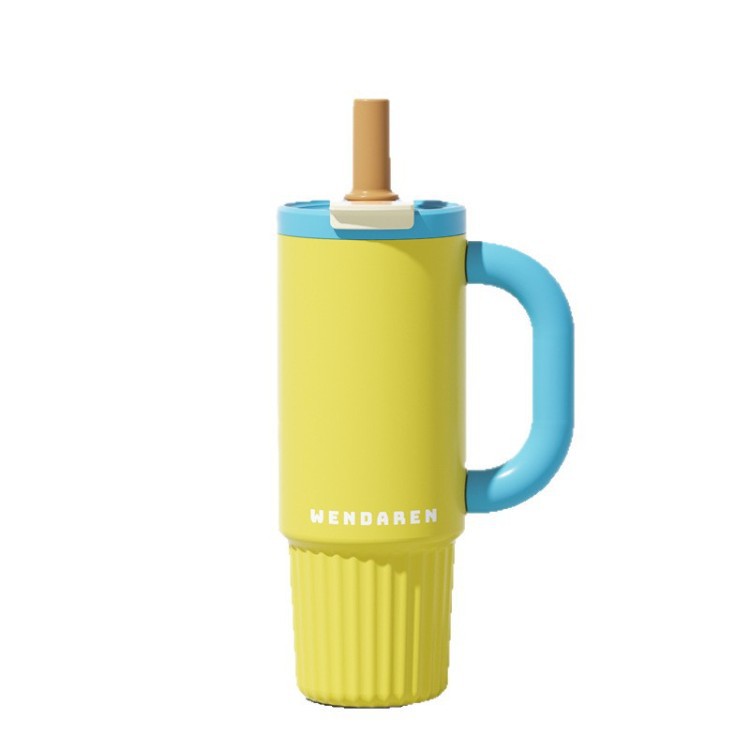 Moda coche de gran capacidad paja de cerámica taza de aislamiento térmico para mujeres Iceba al aire libre olla de aislamiento térmico nuevo