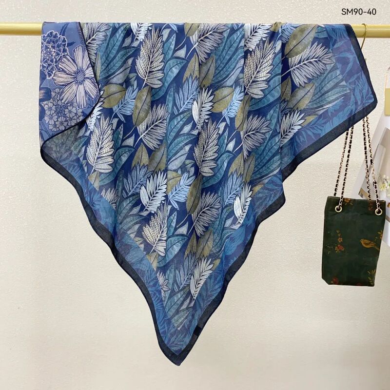 新款双面数码印花90方巾丝毛质感丝巾双面头巾保暖亲肤女装饰围巾|undefined