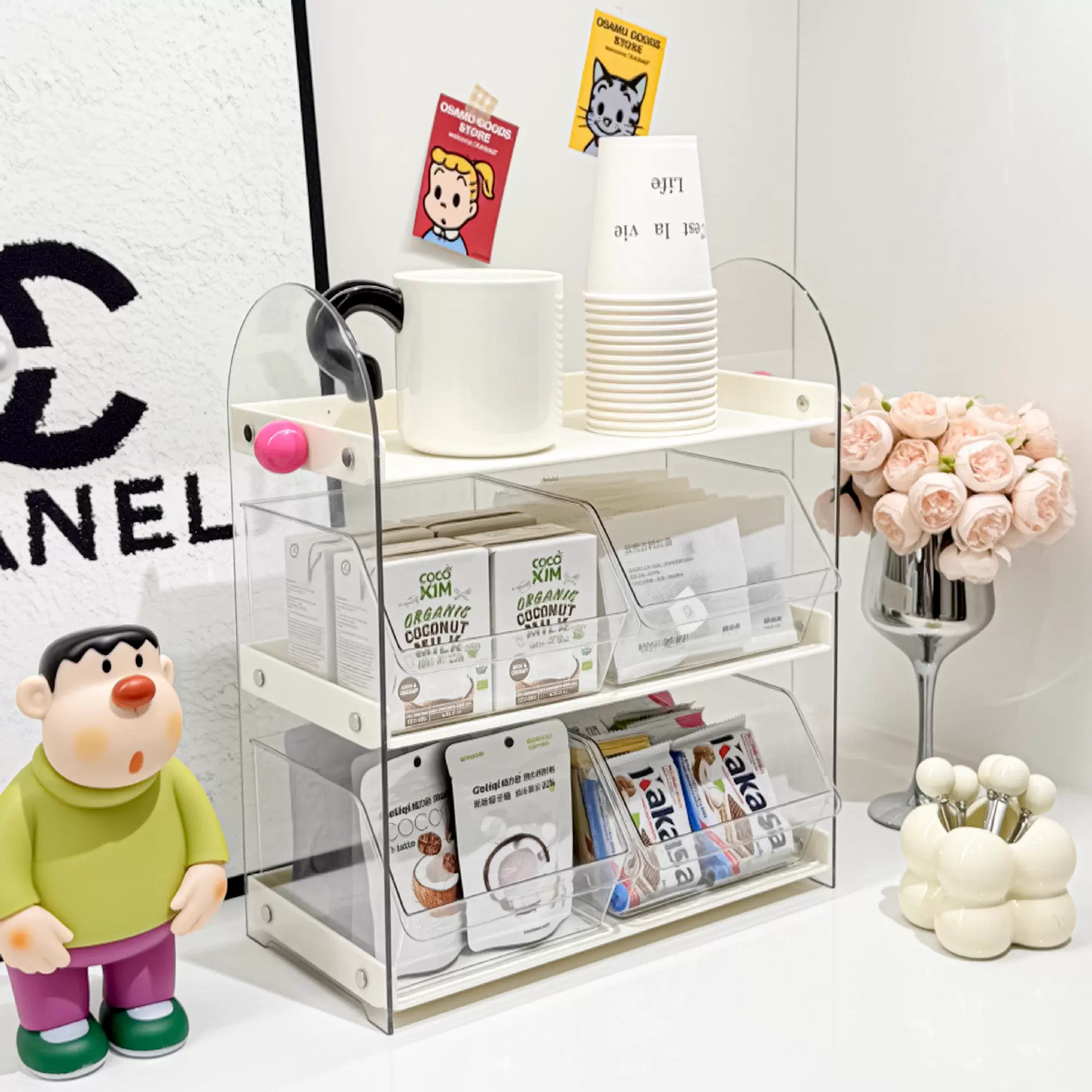 桌面水杯置物架办公室茶水间桌面展示架茶杯咖啡杯具收纳整理架