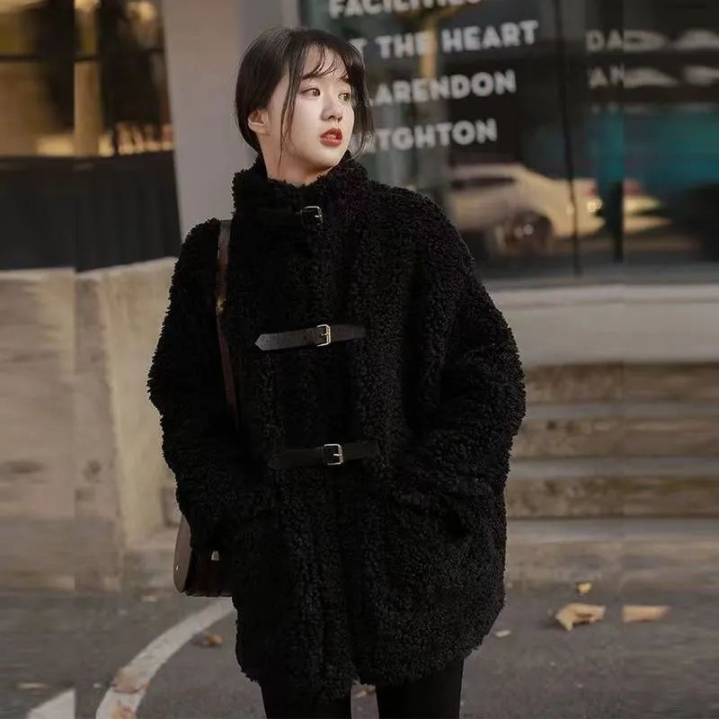 Lamb Wool Outwear Women's Winter 2024 New Fur Korean Style Loose Thickeneded Mid-Length Fur Integrated Particle Outwear