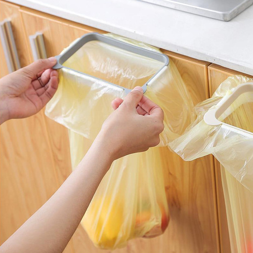 Cabinet door garbage bag hanger kitchen plastic bag storage rack classification storage bag organizer rack wall-mounted support rack