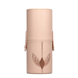 定制藕色化妆箱  化妆刷收纳桶  刷筒  仿皮革刷筒 化妆刷筒厂家