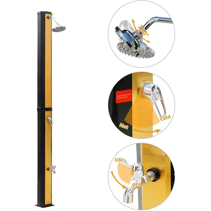 Kangrun al por mayor 35l oro portátil ducha al aire libre con piscina accesorios PVC material de dos secciones al aire libre