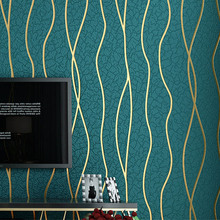 现代简约波浪纹鹿皮绒壁纸3D条纹曲线线条客厅电视背景墙墙纸批发