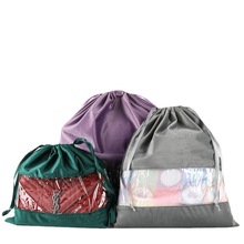 丝绒透明包包防尘袋吹风机袋子便捷旅行内衣物收纳包抽绳束口袋
