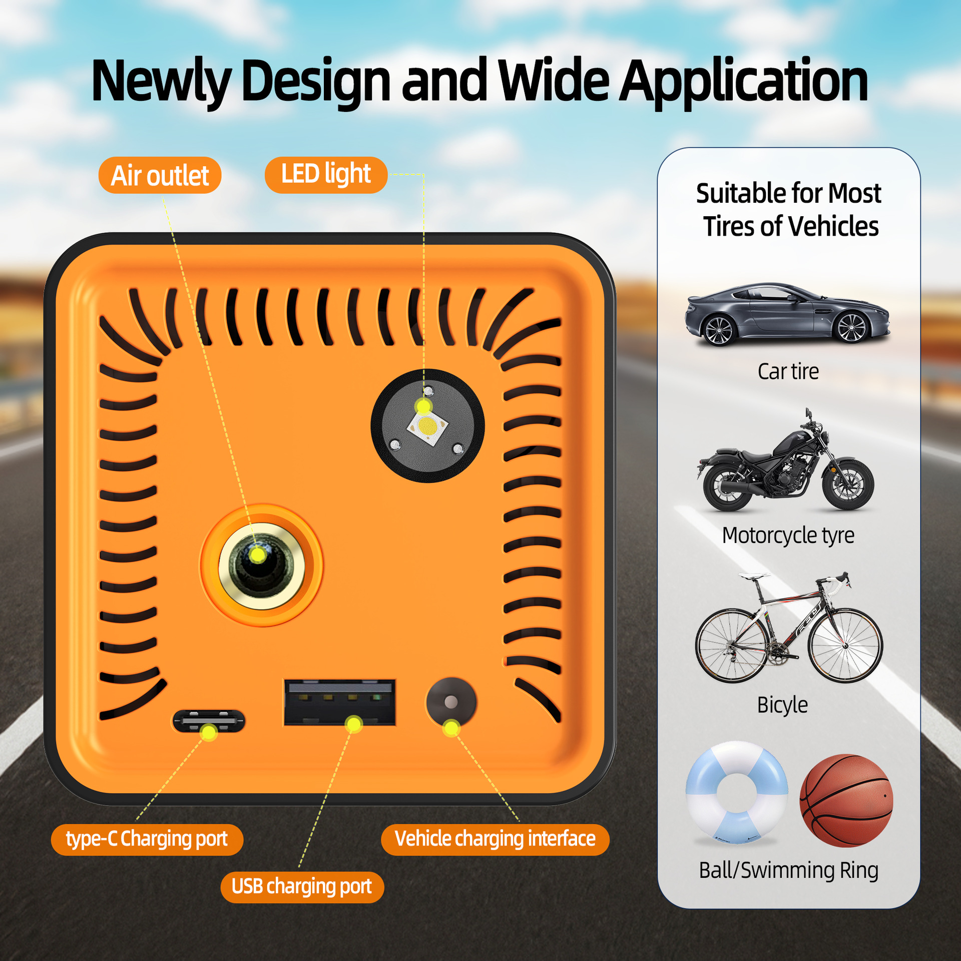 Car Air Pump, Automatic Inflating and Deflating Car Tire Pump, Wireless Inflator, Mini Portable Electric Air Pump