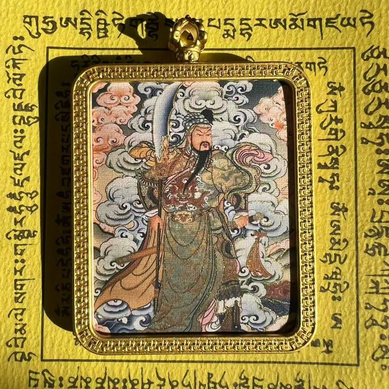 タンカ チベット手描き金塗装粗鉱石絵画コア国民トレンドペンダント九尾キツネ ザキラム ビッグブラックデーツ|undefined