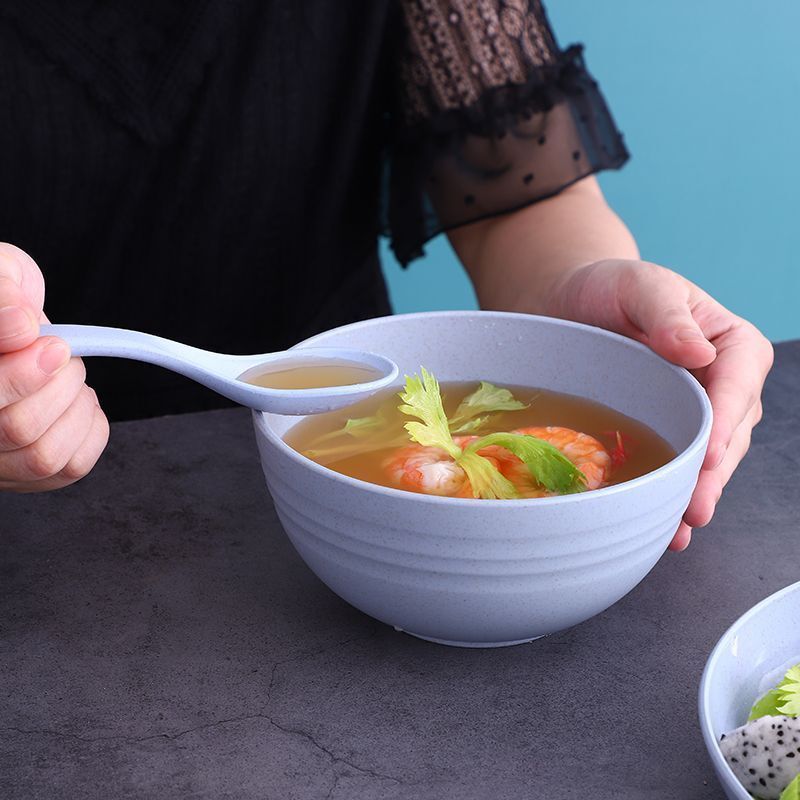 Wheat Straw Household Creative Rice Bowl, Drop-Resistant and Insulated, Eating Soup, Noodles, Dishes, Chopsticks and Spoons, Kidsren's Tableware Set