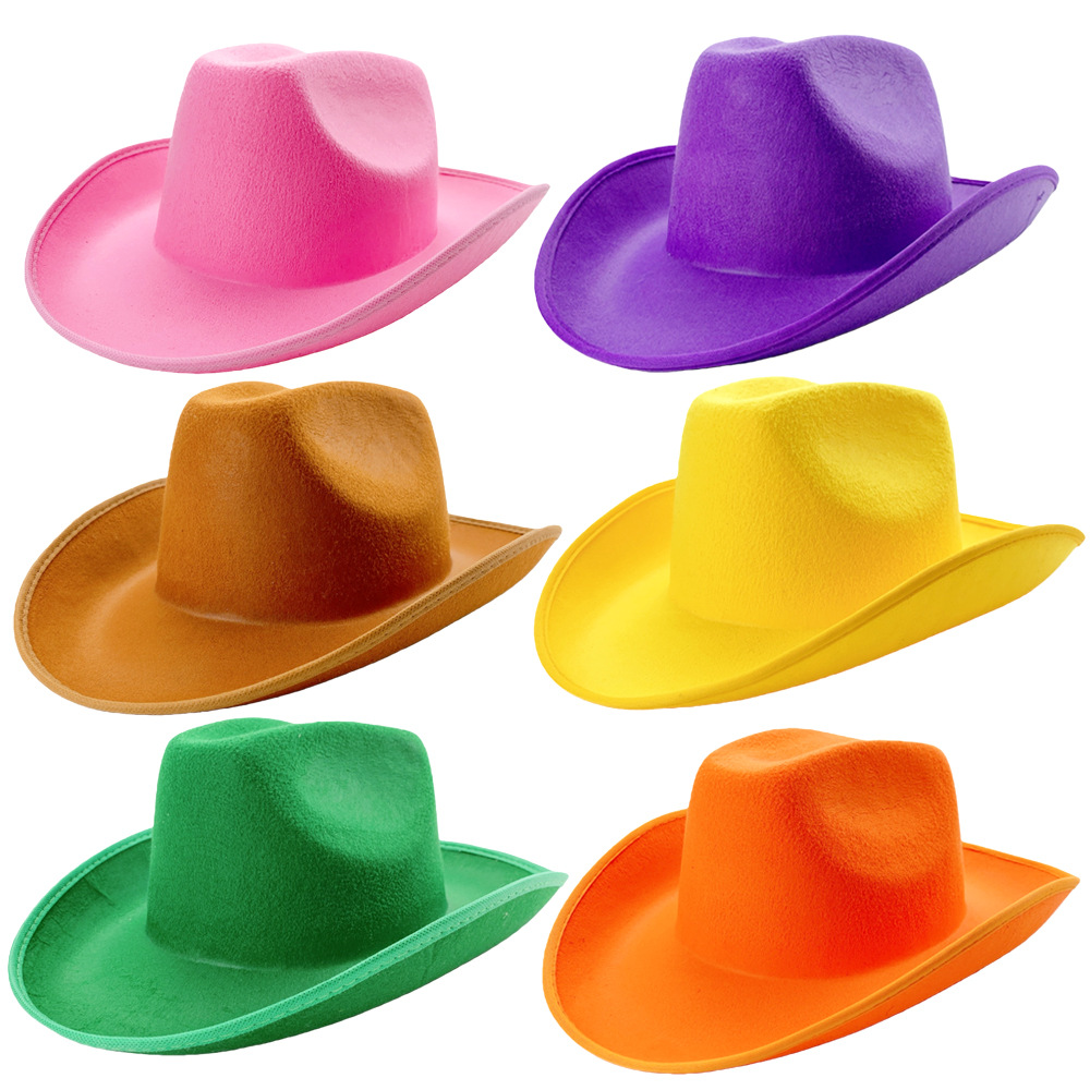 Sombrero de Vaquero Occidental de Fieltro, Borde Ancho y Enrollado para Fiestas