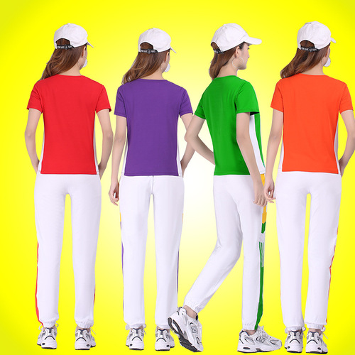  New Summer Square Dance Suite Ghost Step Dance Sporty Casual Clothes Shuffle Dance Clothing Short Sleeve Cool Cotton