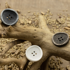 Alien black textured cotton linen cardigan shirt resin buttons brown suit suit sweater trench coat outerwear buttons