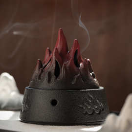 火焰山盘香炉中式茶桌家用创意熏香炉禅意沉香盘陶瓷檀香精品摆件