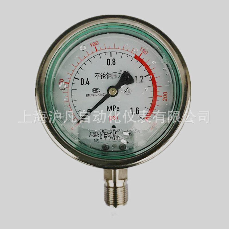 厂家销售 YNBF100 全不锈钢压力表 充油 抗震 耐震 防振 耐氯酸碱