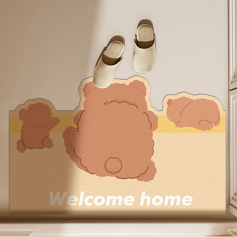 Antislipmat voor de badkamer met diatomeeënaarde, geschikt voor toilet en wastafel. Duurzaam, gemakkelijk schoon te maken en waterabsorberend. Schattig cartoonfiguur._voghion.com