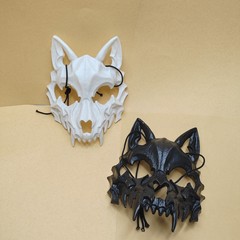 猛虎マスク学生写真撮影道具ハロウィーンプラスチック弾性ロープ骨格人狼マスク半顔龍神マスク