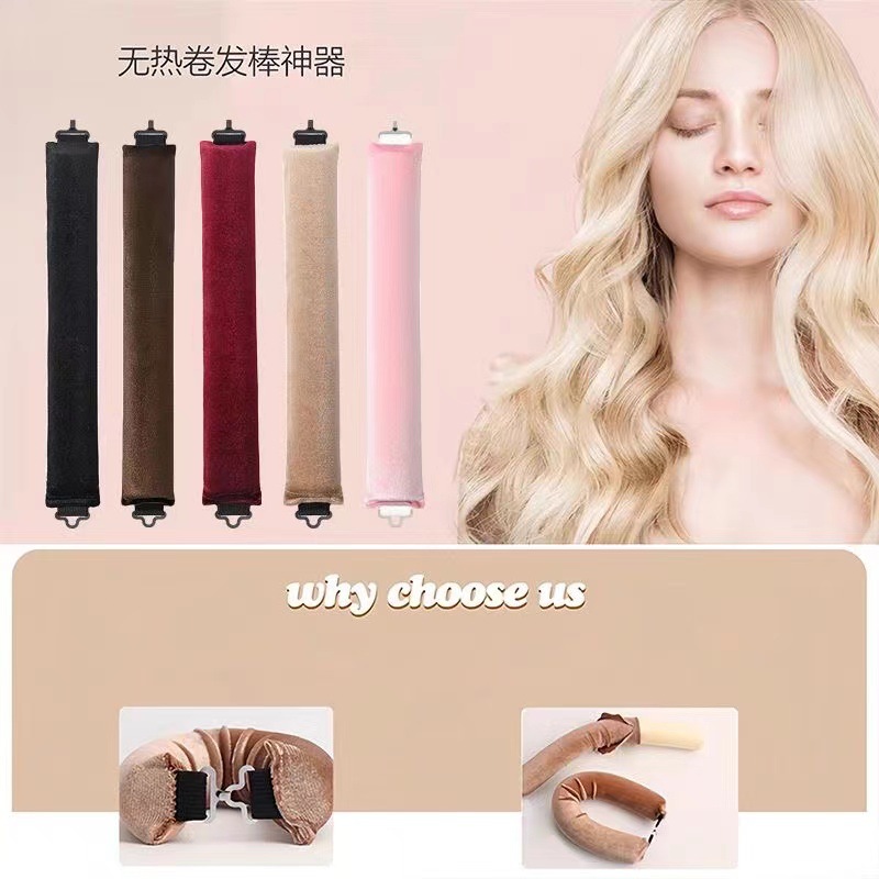 Cross-Border Lazy No-Heat Curling Iron, European and American Style, Hair-Friendly, 3cm Sleep-Friendly Large Waves, Simple Design with Hook, Wholesale from Manufacturer