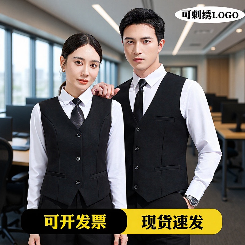 Professional Attire, Shirts, Vests, Business Formal Suits, Slim-Fit Vests for Waitstaff, Work Clothes, Spring and Autumn Styles