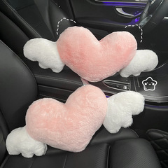 Heart-shaped cushion car headrest waist support female neck pillow creative cute plush backrest car seat interior 