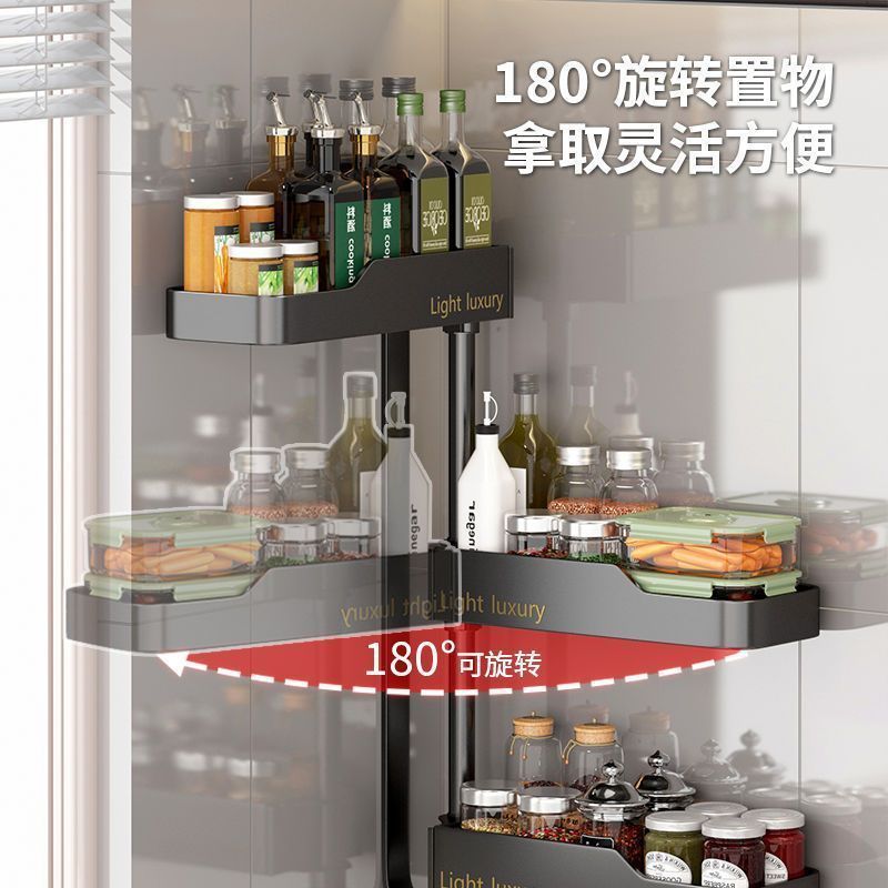 回転物置棚キッチン穴なし壁掛け式コーナーラック多層調味料品収納棚工場卸売り|undefined