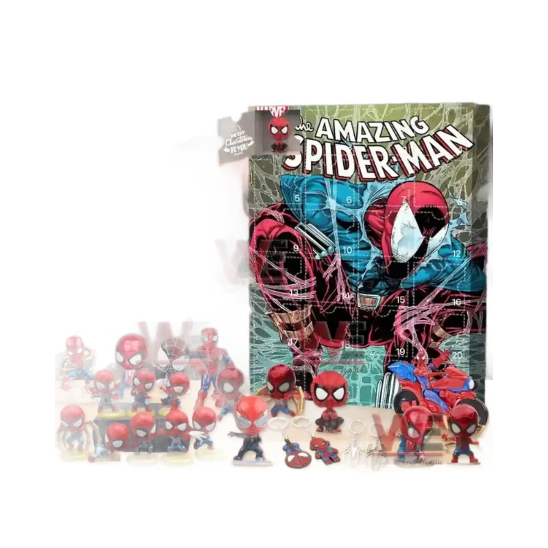 Новый кросс-бордер продукт Marvel Spider-Man 2025 Advent Calendar Countdown Blind Box Рождественская елка украшение акриловая подвеска
