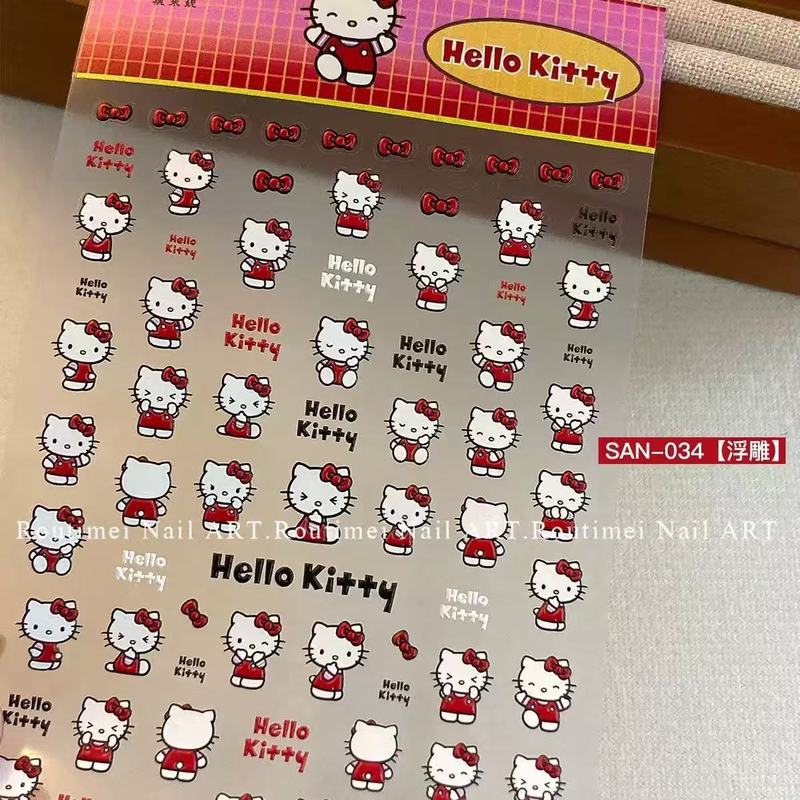 卡通三丽鸥美甲贴纸可爱kitty凯蒂猫新款KT集合手账ccd指甲装饰贴|undefined