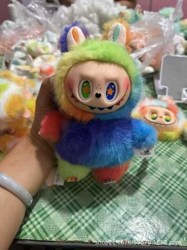 现货Labubu 泡泡玛特拉布布毛绒公仔马卡龙坐坐派对一代二代搪胶|undefined