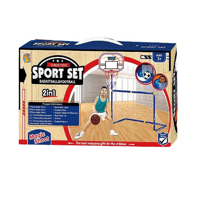 Puerta de fútbol de juguete de pie de baloncesto infantil transfronterizo 2-en-1 traje portátil desmontable interior deportes al aire libre juguete